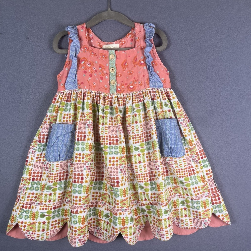 Matilda Jane Girl 4 Dress Apple, Tree And Flower Print